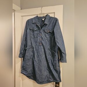 Duluth Chambray Denim Tunic Dress with Front Pockets - Size XXL